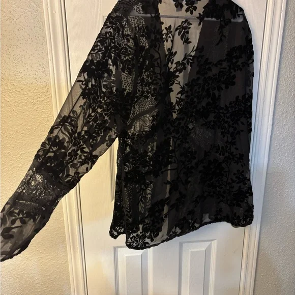 Chico's Sheer Black Floral Blouse - Picture 9 of 10